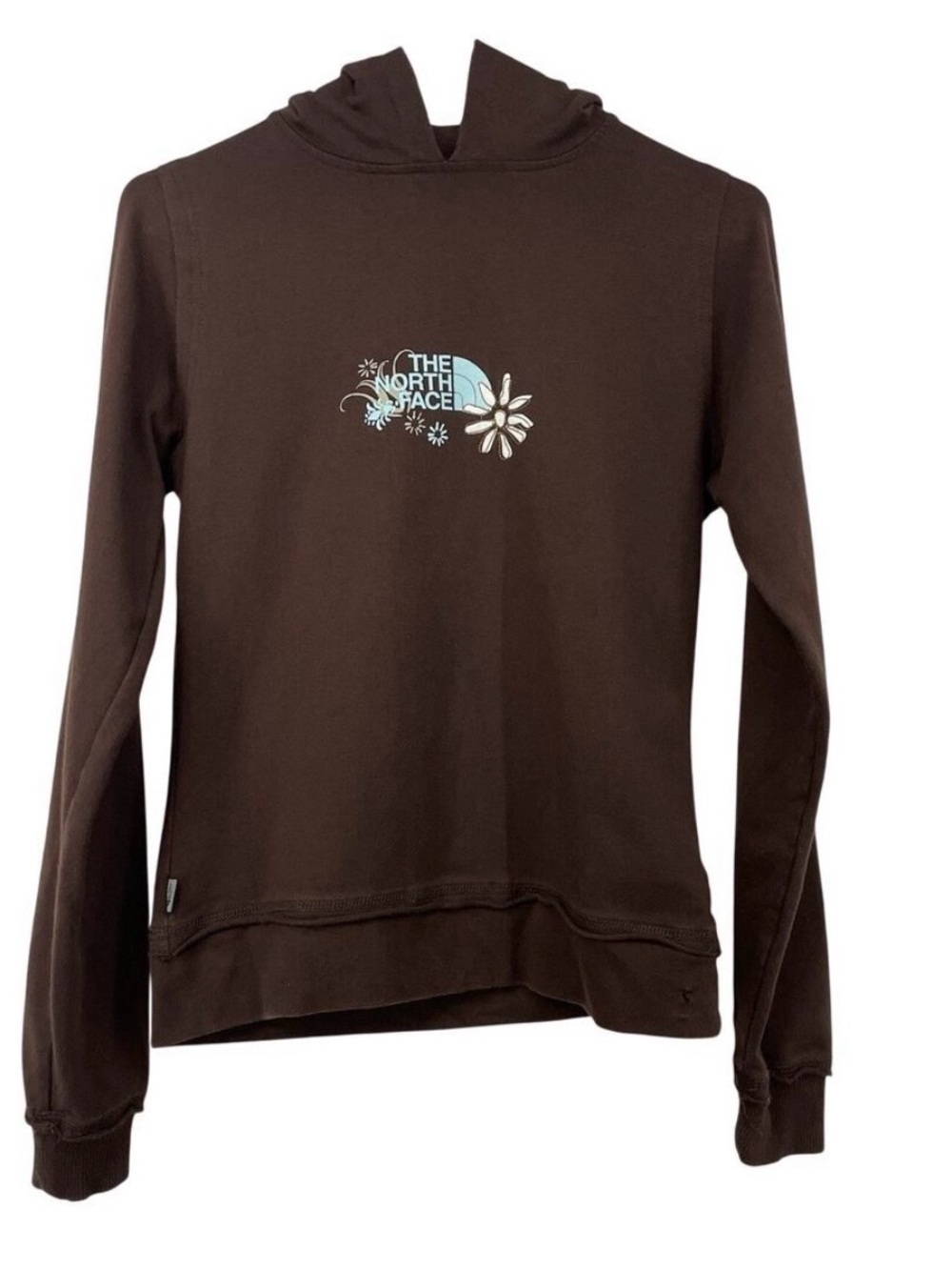 North Face Size Small Brown Flower Hoodie Women's Floral Embroidered Sweater